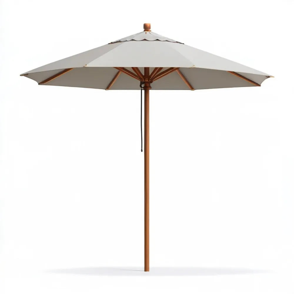 Beżowy ośmiokątny parasol ogrodowy z litego drewna i poliestru, Ø 300 cm, wysokość 250 cm