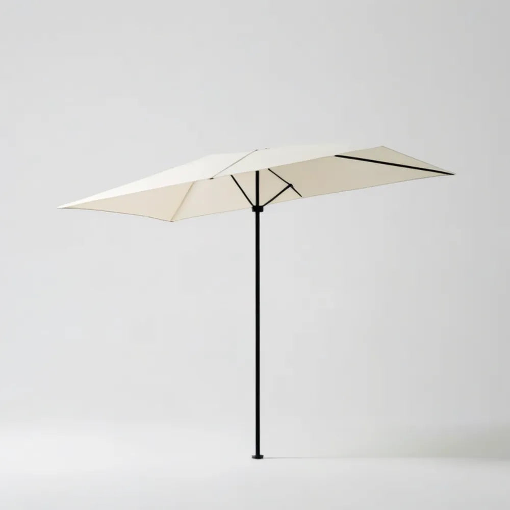 Podwójny prostokątny parasol ogrodowy z poliestru i stali, kremowo-czarny, 460 × 270 × 250 cm