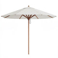 Biało-brązowy ośmiokątny parasol ogrodowy z poliestru i litego drewna, Ø 300 cm, wys. 250 cm