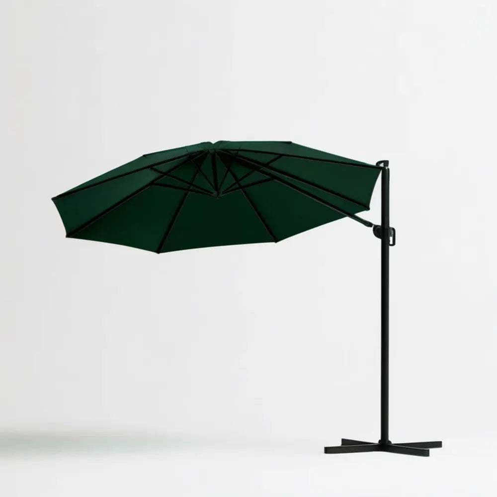 Boczny parasol ogrodowy kwadratowy 300 x 300 cm ciemnozielony/czarny