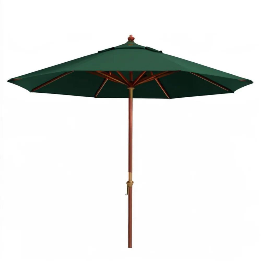 Okrągły parasol ogrodowy z drewna eukaliptusowego, ciemnozielony/brązowy, Ø 270 cm, wysokość 250 cm