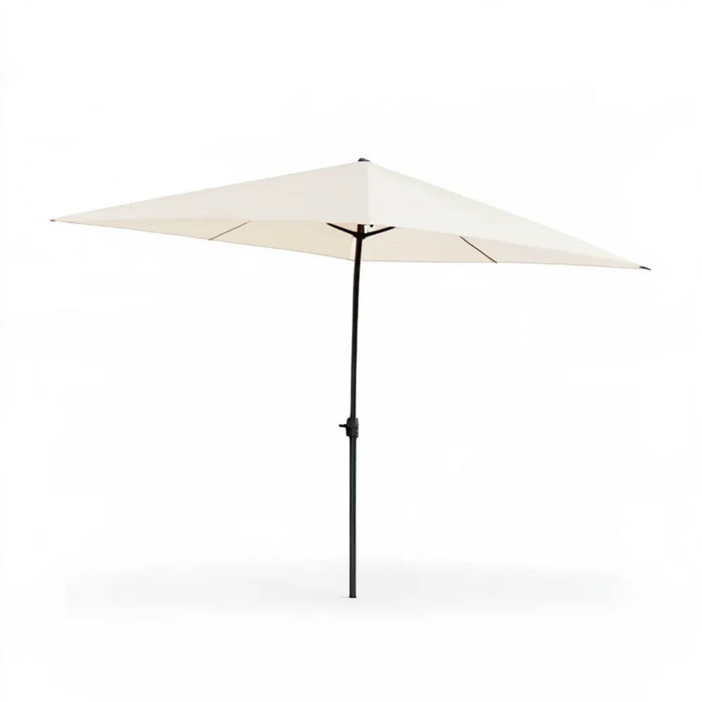 Kremowo-czarny parasol ogrodowy kwadratowy 200 x 200 cm, wysokość 240 cm