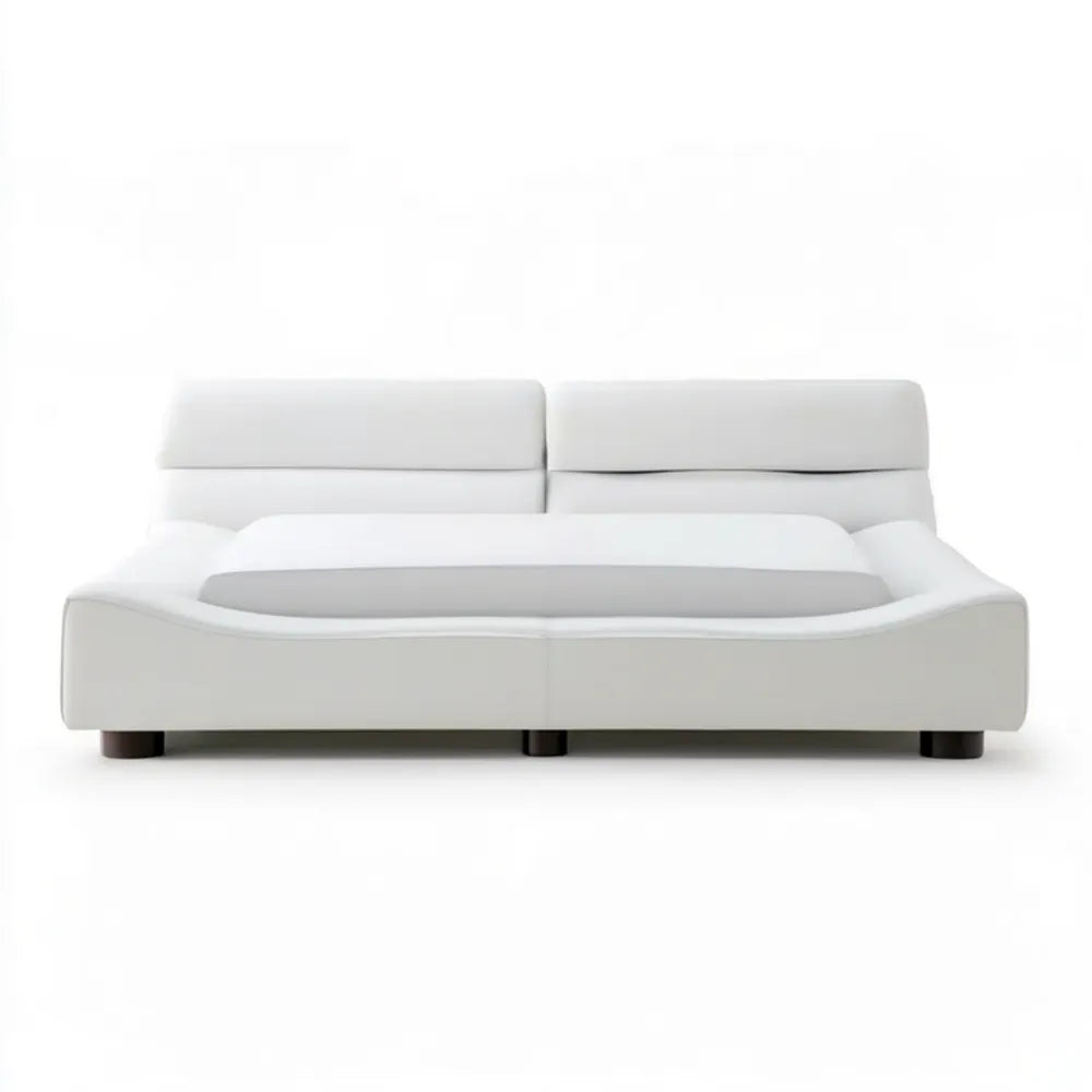 Białe łóżko tapicerowane ze skóry syntetycznej PU 180 x 200 cm