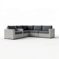 5-osobowa narożna sofa ogrodowa z technorattanu, szara/antracytowa, 280 × 220 × 70 cm